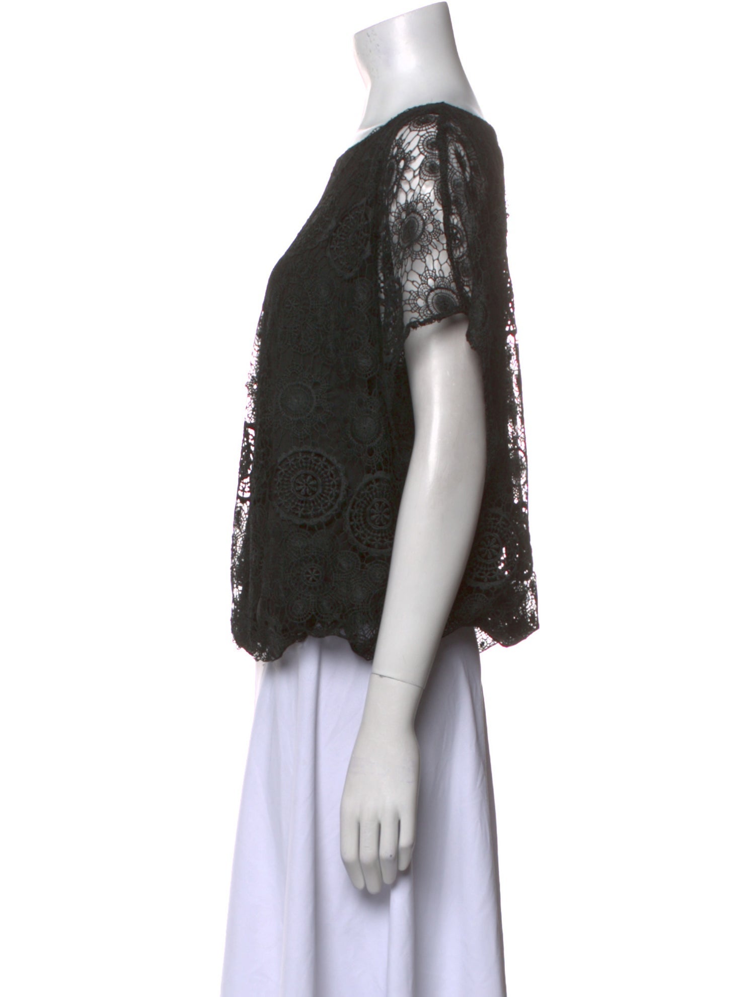 Alice + Olivia Lace Pattern Bateau Neckline Blouse