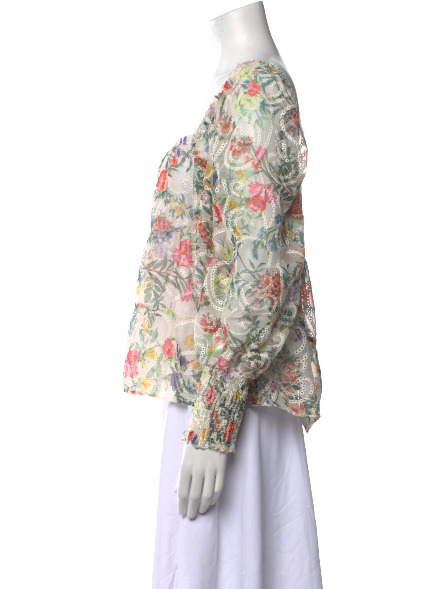 Alice + Olivia Floral Print Square Neckline Blouse