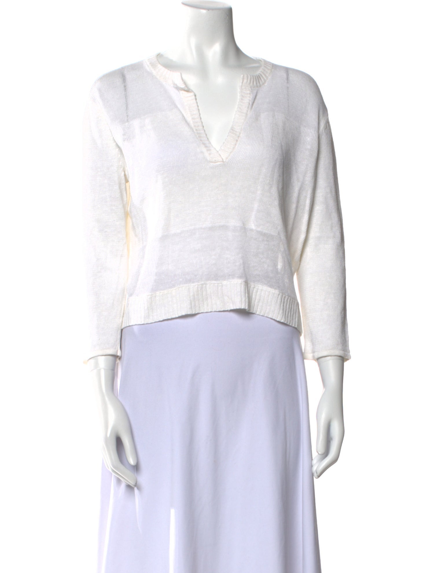 Alice + Olivia Linen V-Neck Crop Top