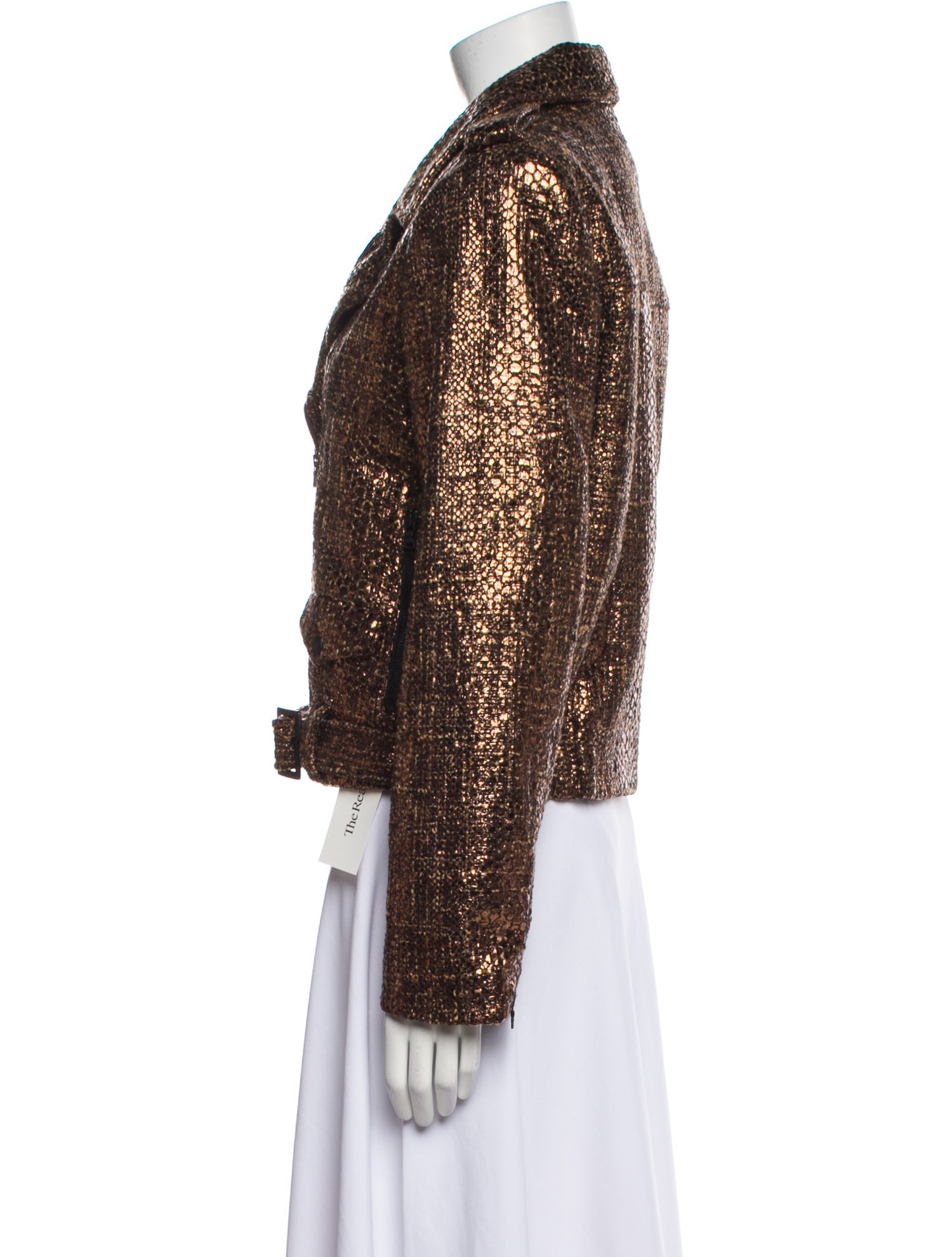 Alice + Olivia Wool Tweed Pattern Biker Jacket