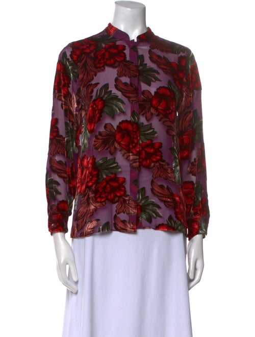 Alice + Olivia Floral Print Mock Neck Blouse