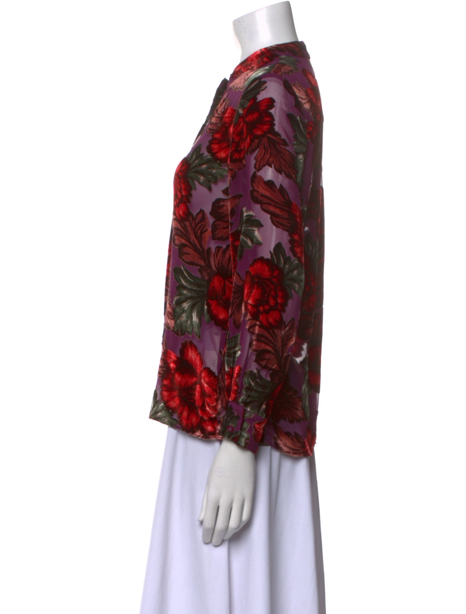 Alice + Olivia Floral Print Mock Neck Blouse