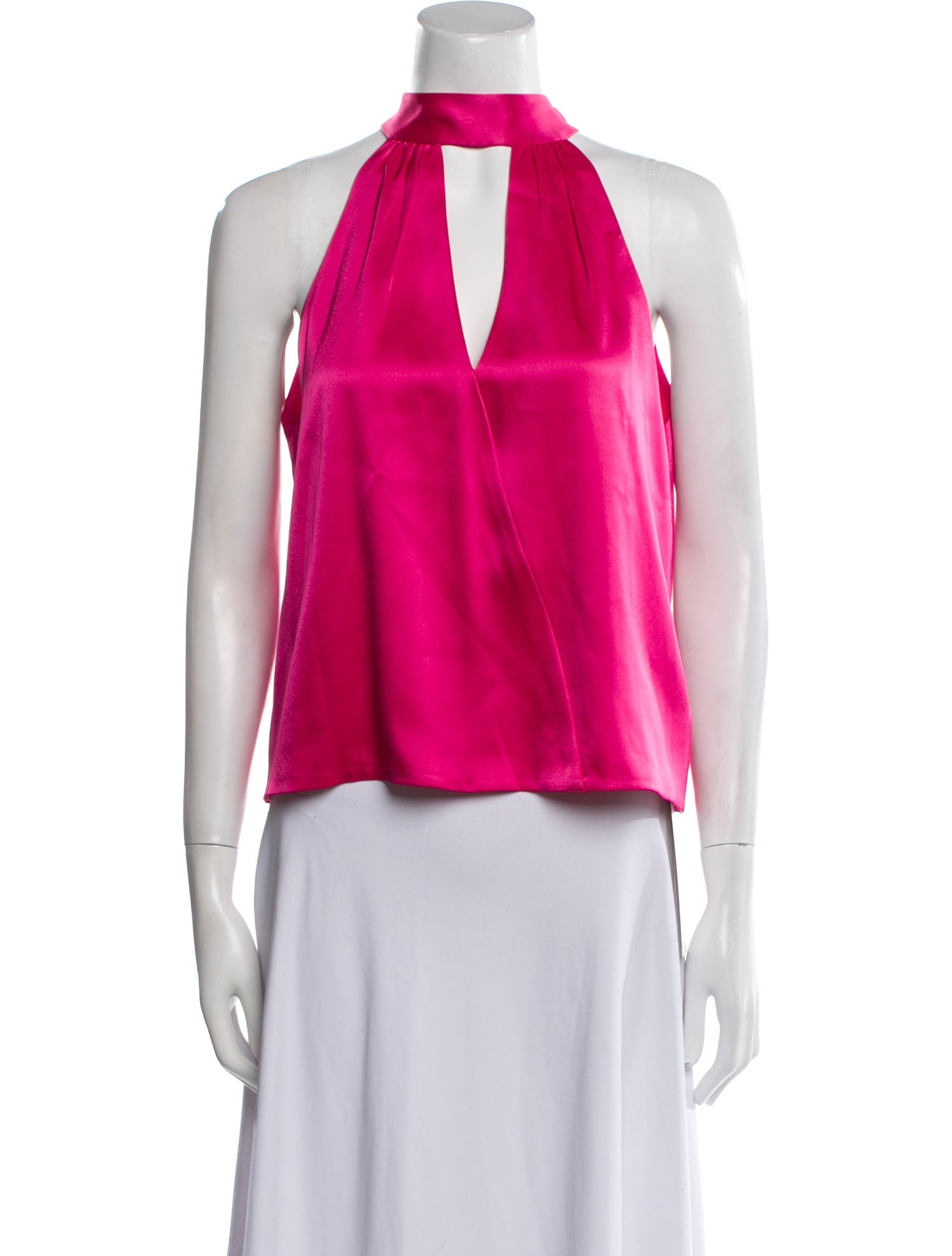 Alice + Olivia Satin Halterneck Crop Top