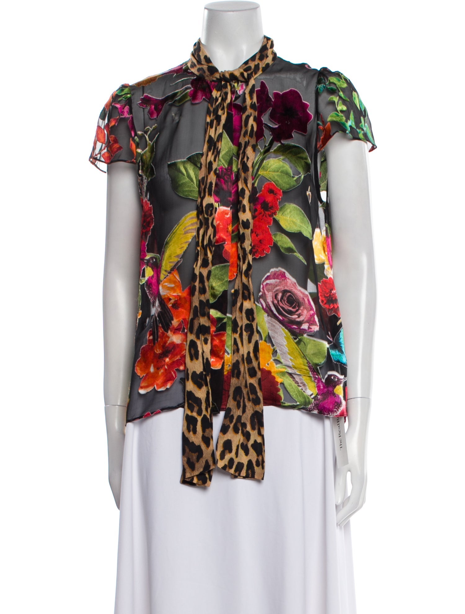 Alice + Olivia Floral Print Mock Neck Blouse