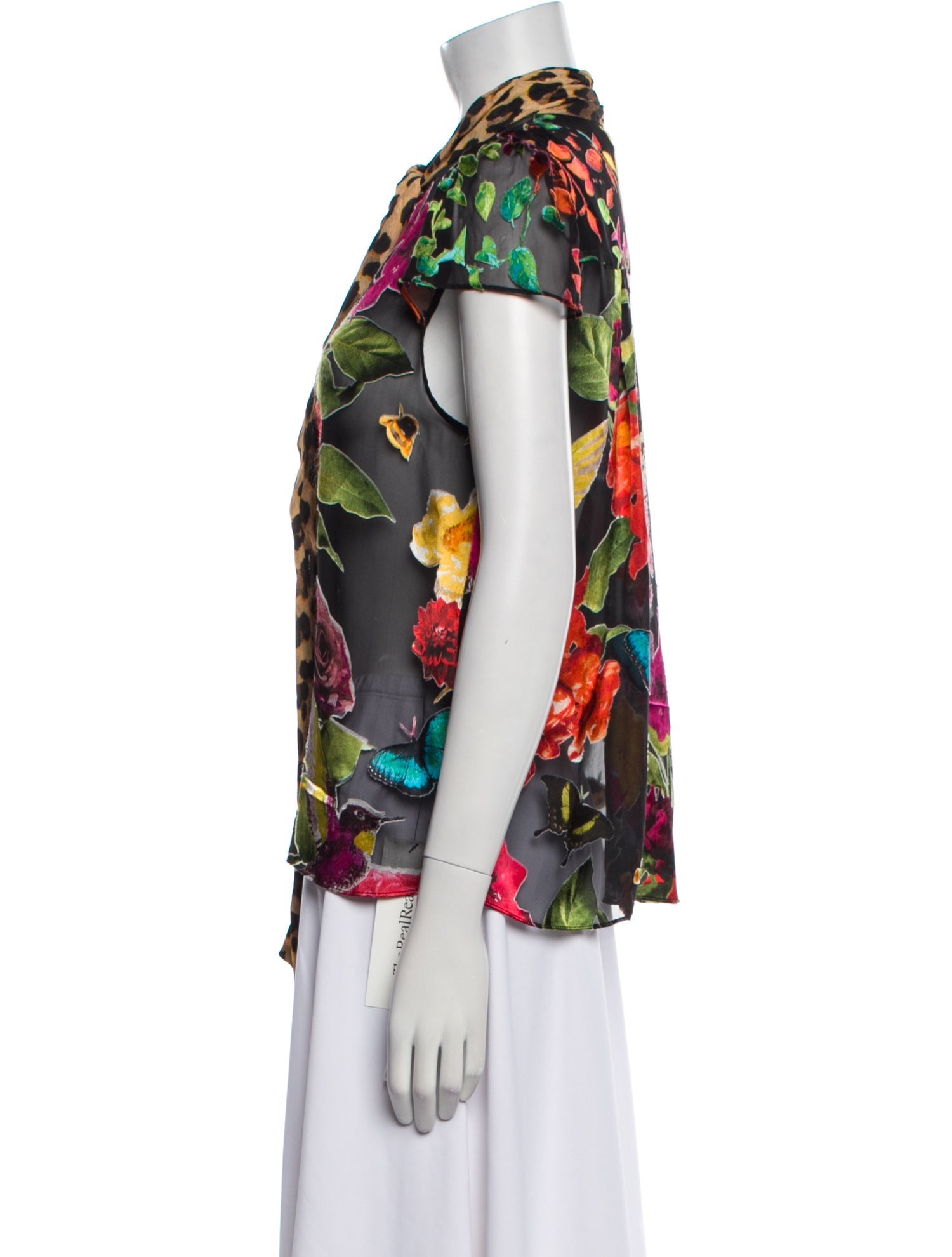 Alice + Olivia Floral Print Mock Neck Blouse