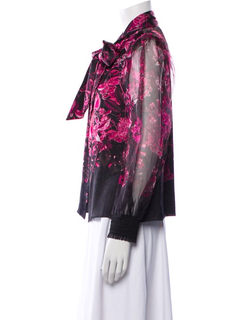 Alice + Olivia Floral Print Tie Neck Blouse