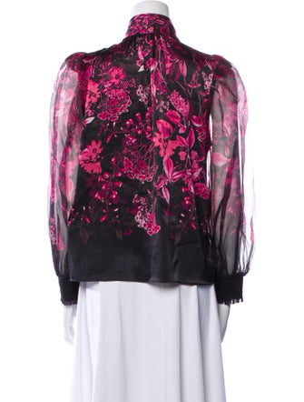 Alice + Olivia Floral Print Tie Neck Blouse