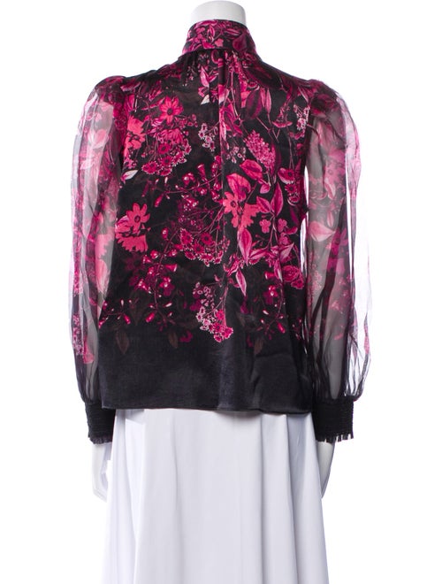 Alice + Olivia Floral Print Tie Neck Blouse