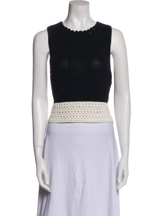 Alice + Olivia Crew Neck Sleeveless Crop Top