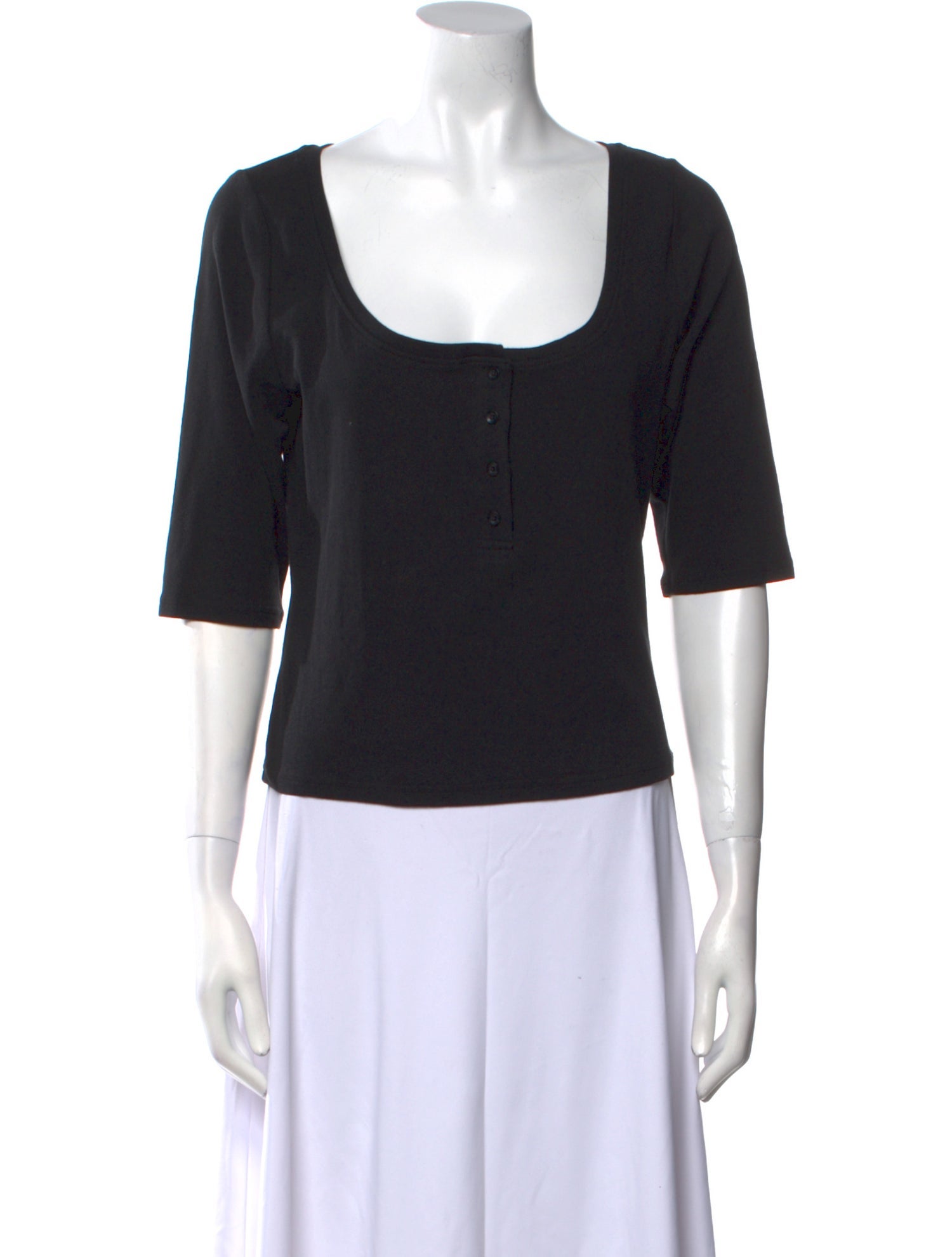 Alice + Olivia Scoop Neck Three-Quarter Sleeve Top