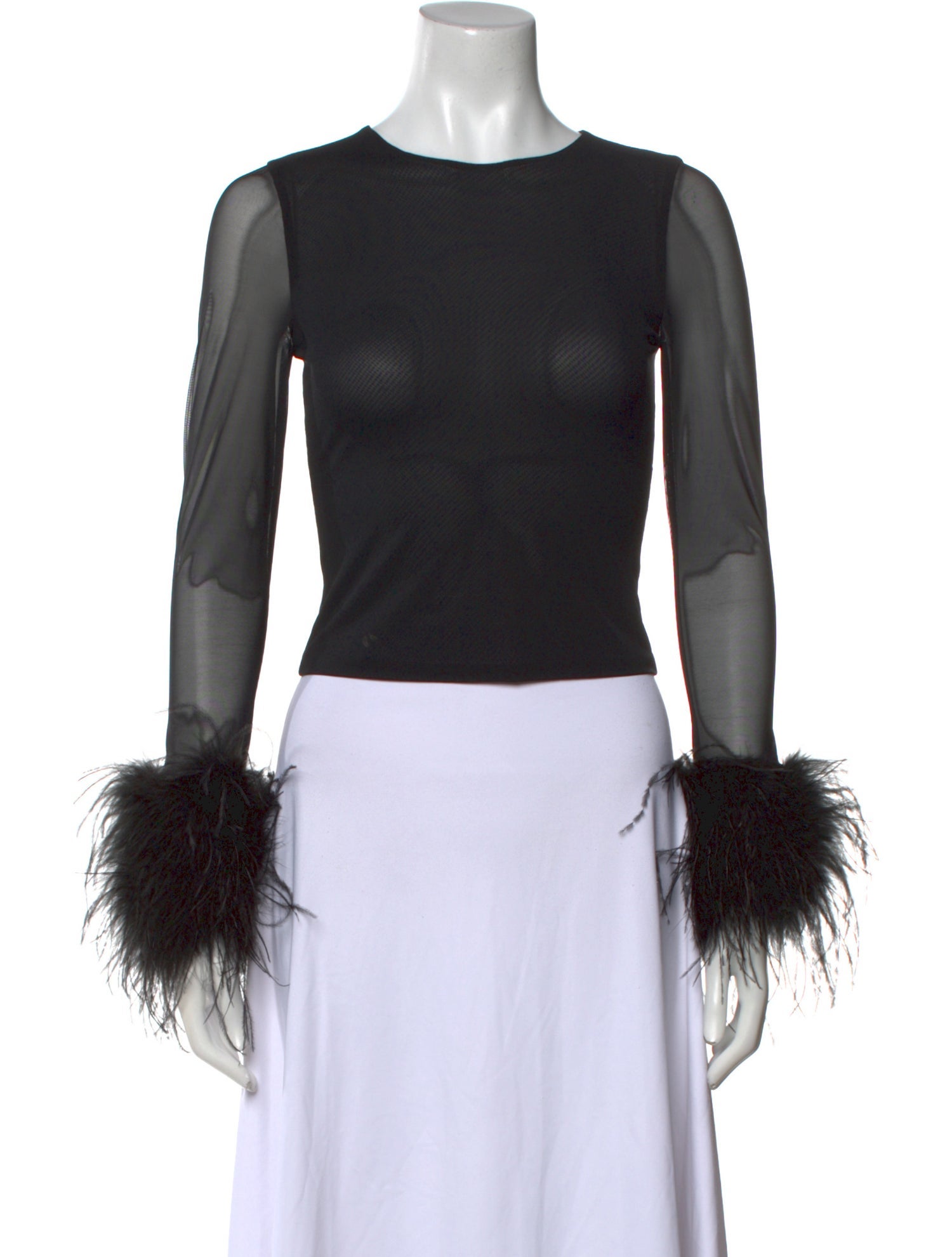 Alice + Olivia Nylon Bateau Neckline Crop Top