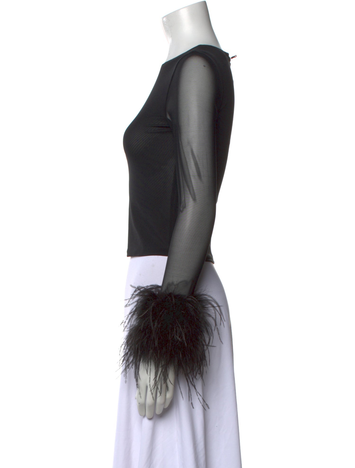 Alice + Olivia Nylon Bateau Neckline Crop Top