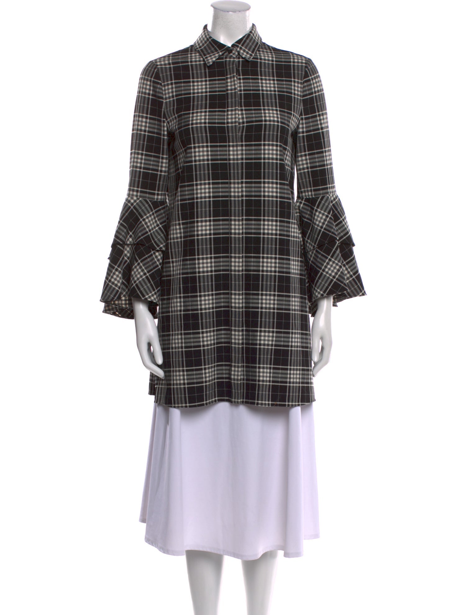 Alice + Olivia Plaid Print Mock Neck Tunic