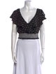 Alice + Olivia Polka Dot Print V-Neck Crop Top