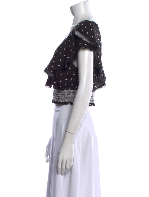 Alice + Olivia Polka Dot Print V-Neck Crop Top