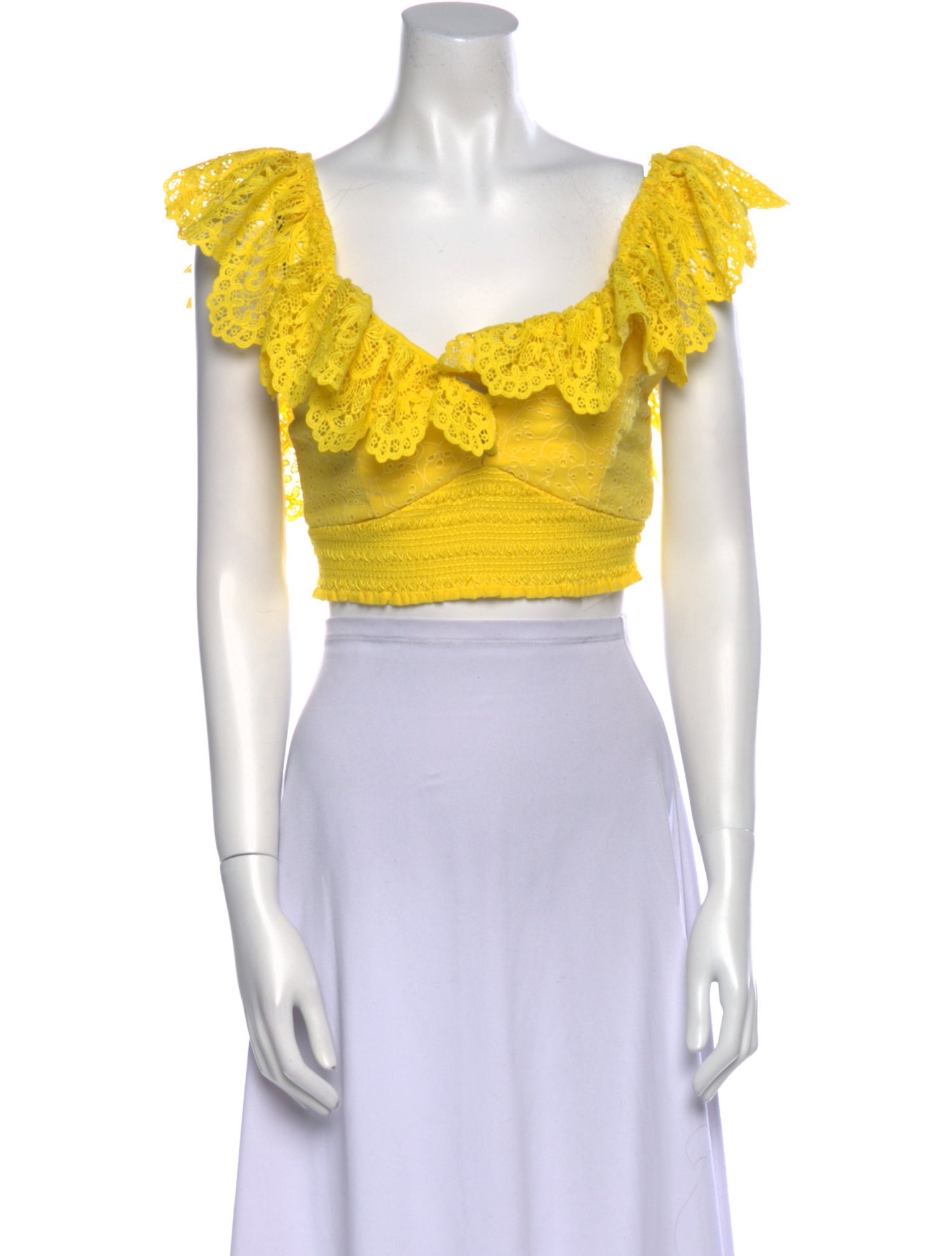 Alice + Olivia Lace Pattern Square Neckline Crop Top