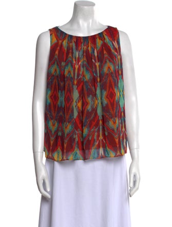 Alice + Olivia Printed Scoop Neck Blouse