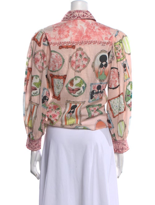 Alice + Olivia Printed Long Sleeve Button-Up Top