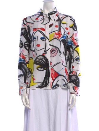 Alice + Olivia Silk Printed Button-Up Top