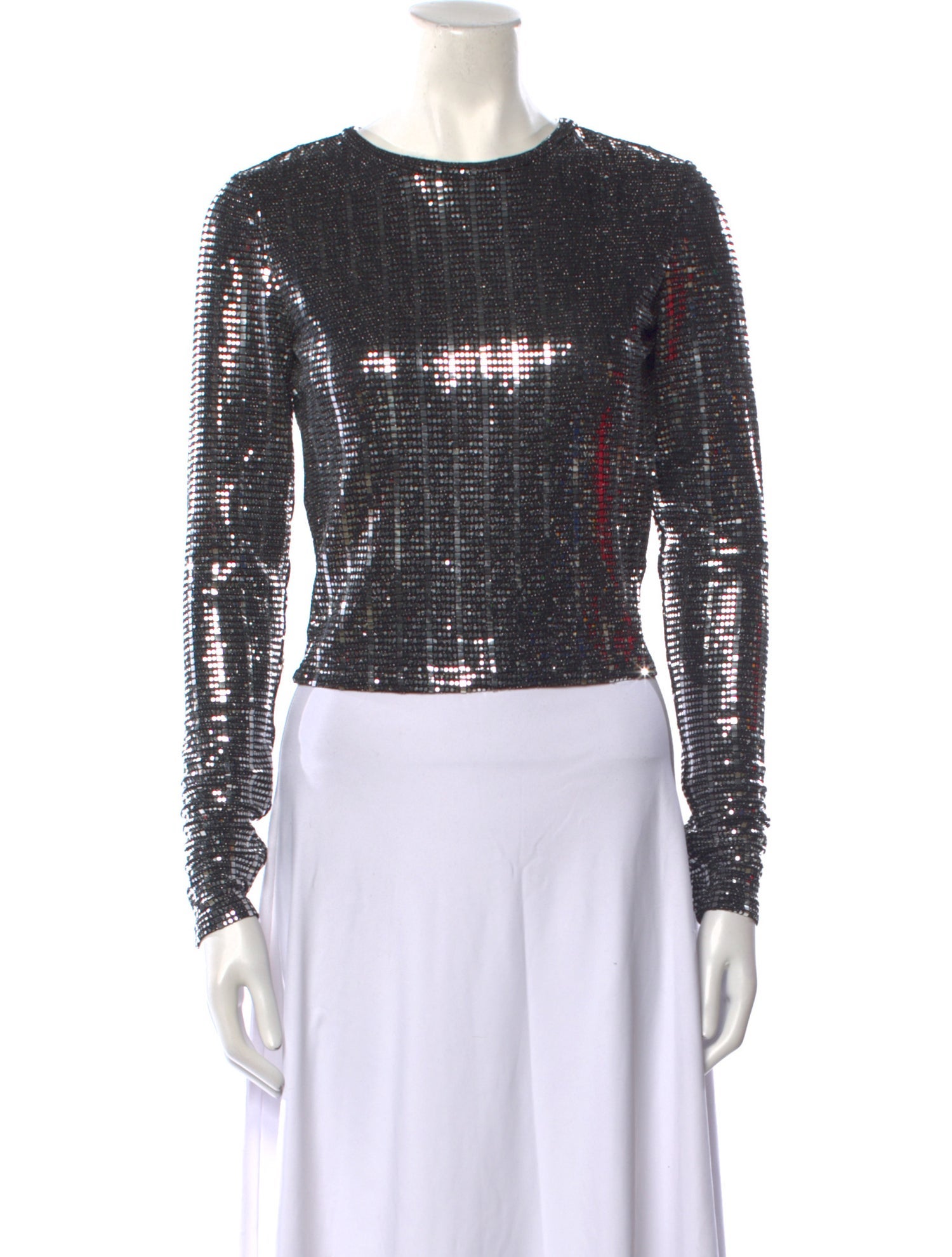 Alice + Olivia Nylon Crew Neck Crop Top