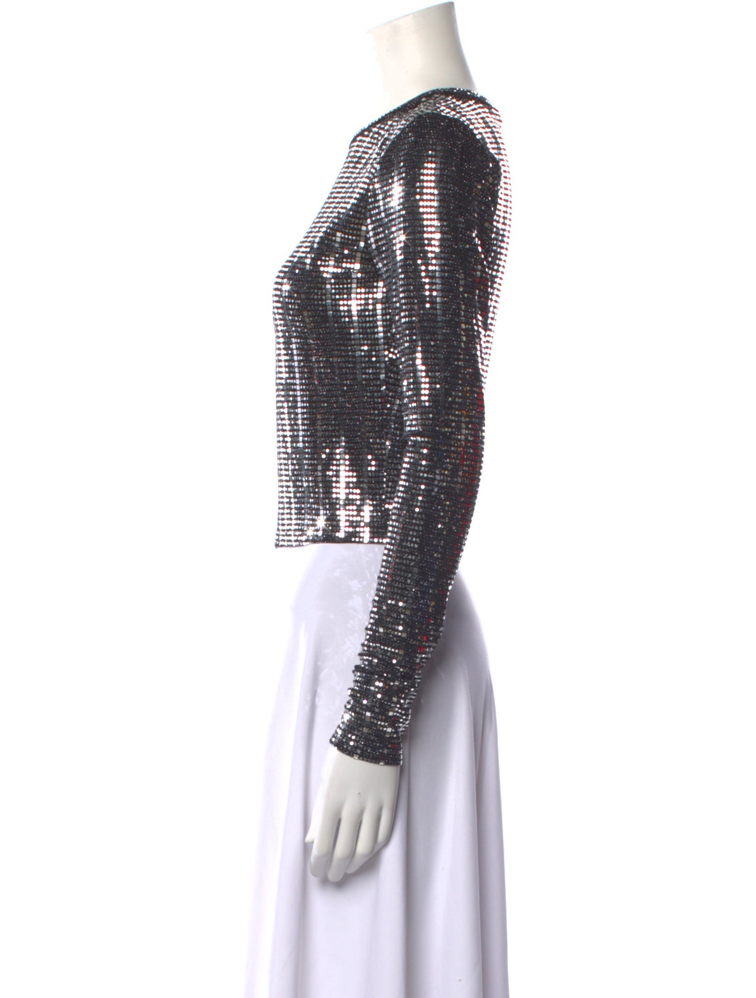 Alice + Olivia Nylon Crew Neck Crop Top