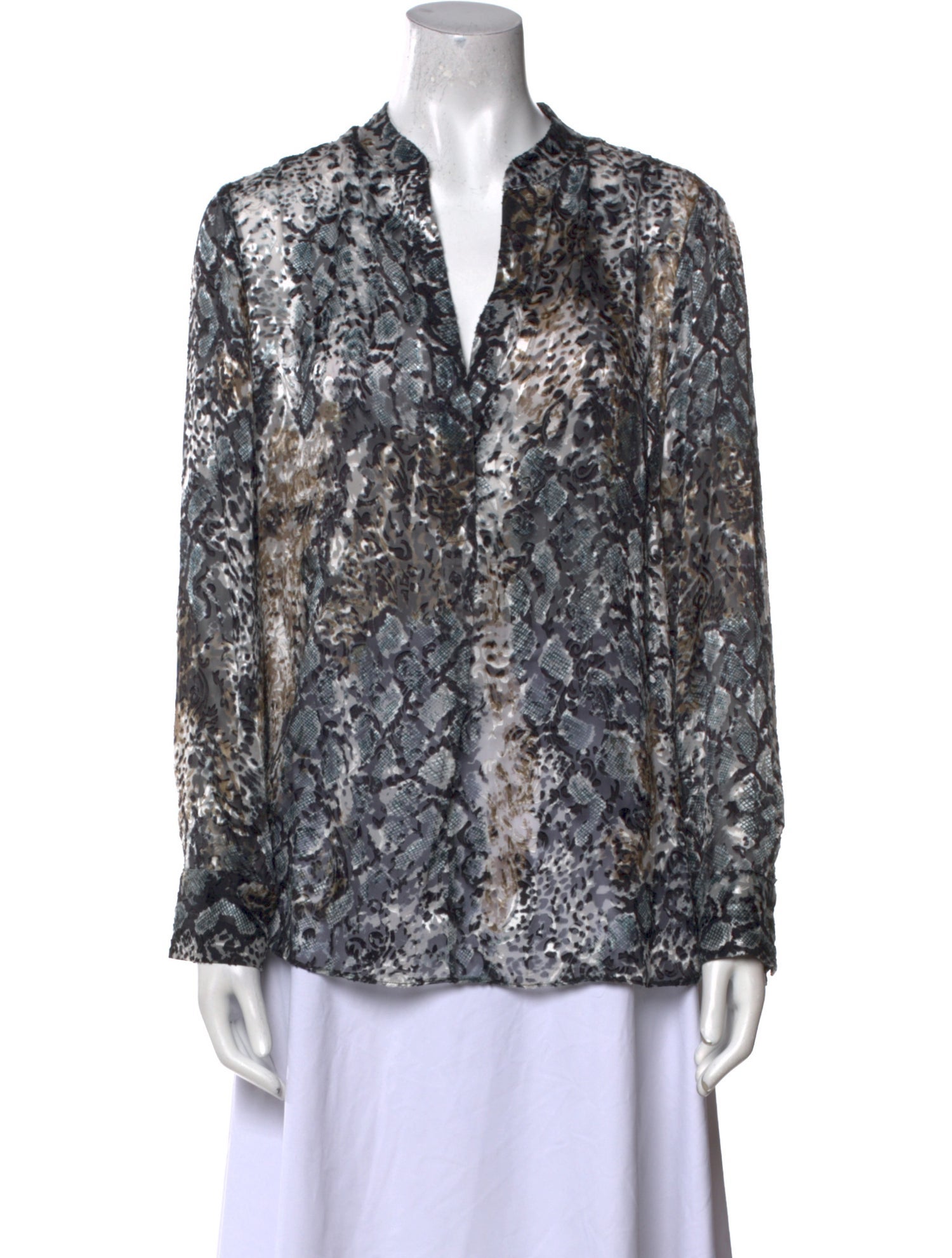 Alice + Olivia Animal Print V-Neck Blouse