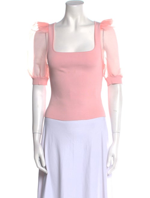 Alice + Olivia Square Neckline Short Sleeve Crop Top