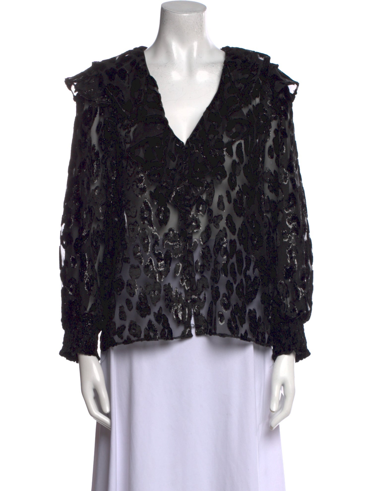 Alice + Olivia Lace Pattern V-Neck Blouse
