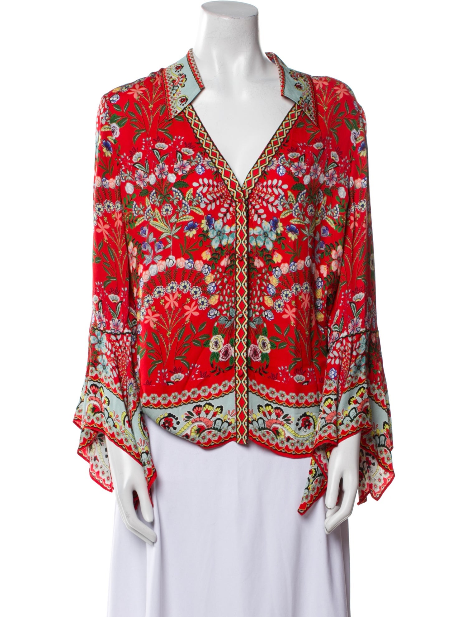 Alice + Olivia Floral Print V-Neck Blouse