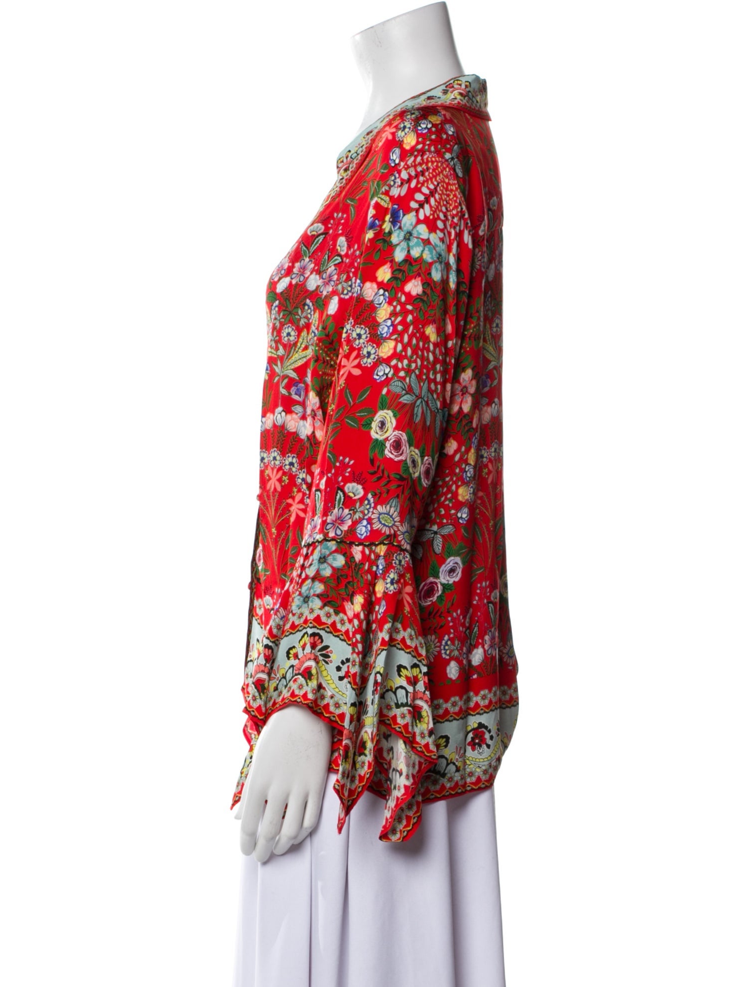 Alice + Olivia Floral Print V-Neck Blouse