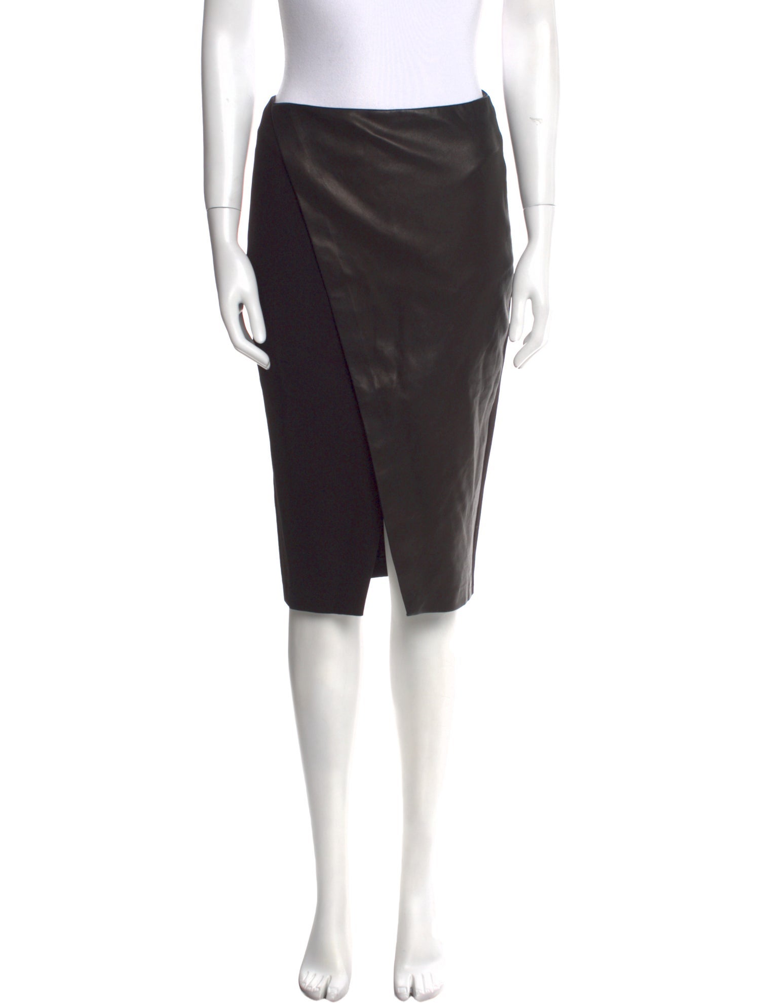 Alice + Olivia Leather Trim Embellishment Knee-Length Skirt
