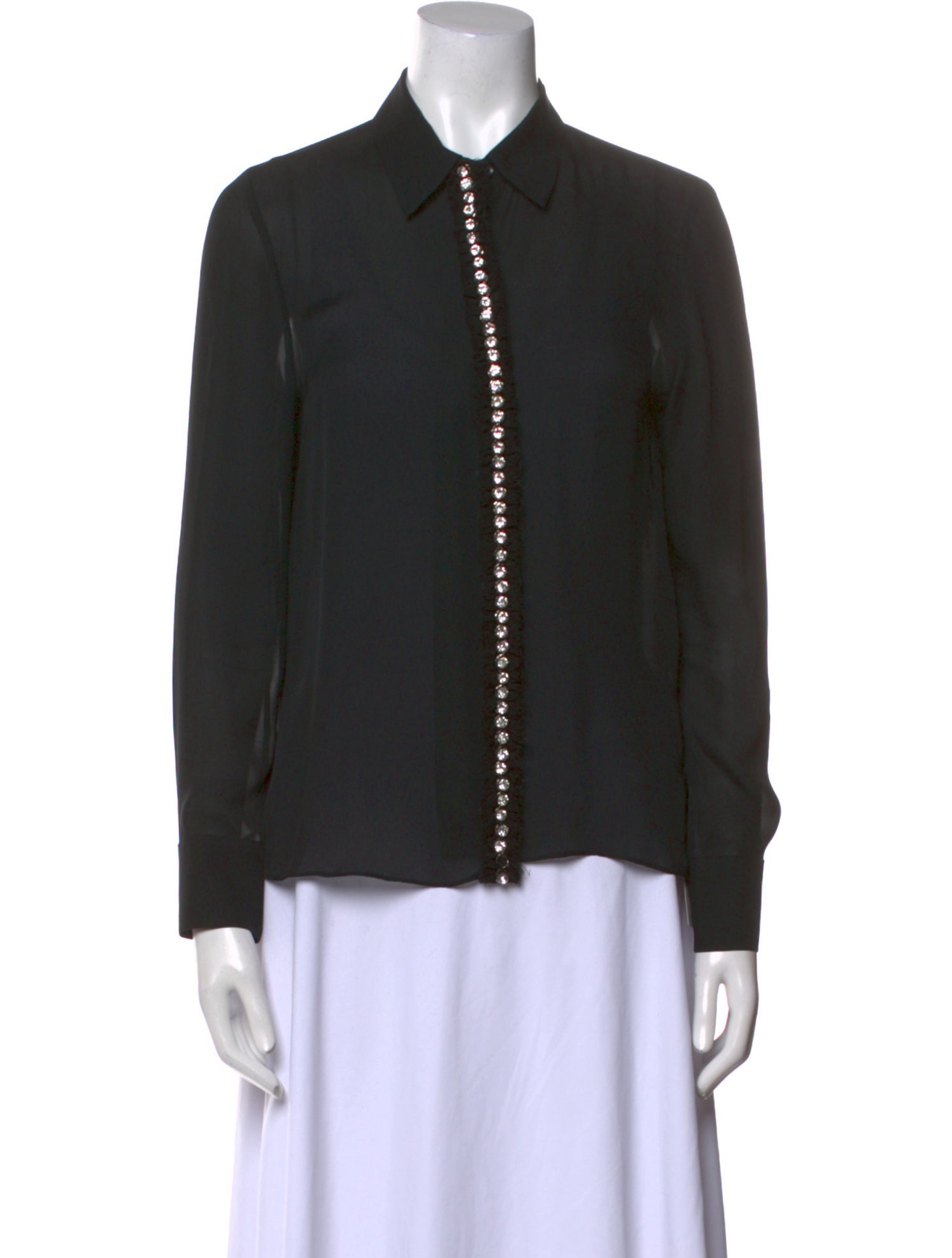 Alice + Olivia Silk Long Sleeve Button-Up Top