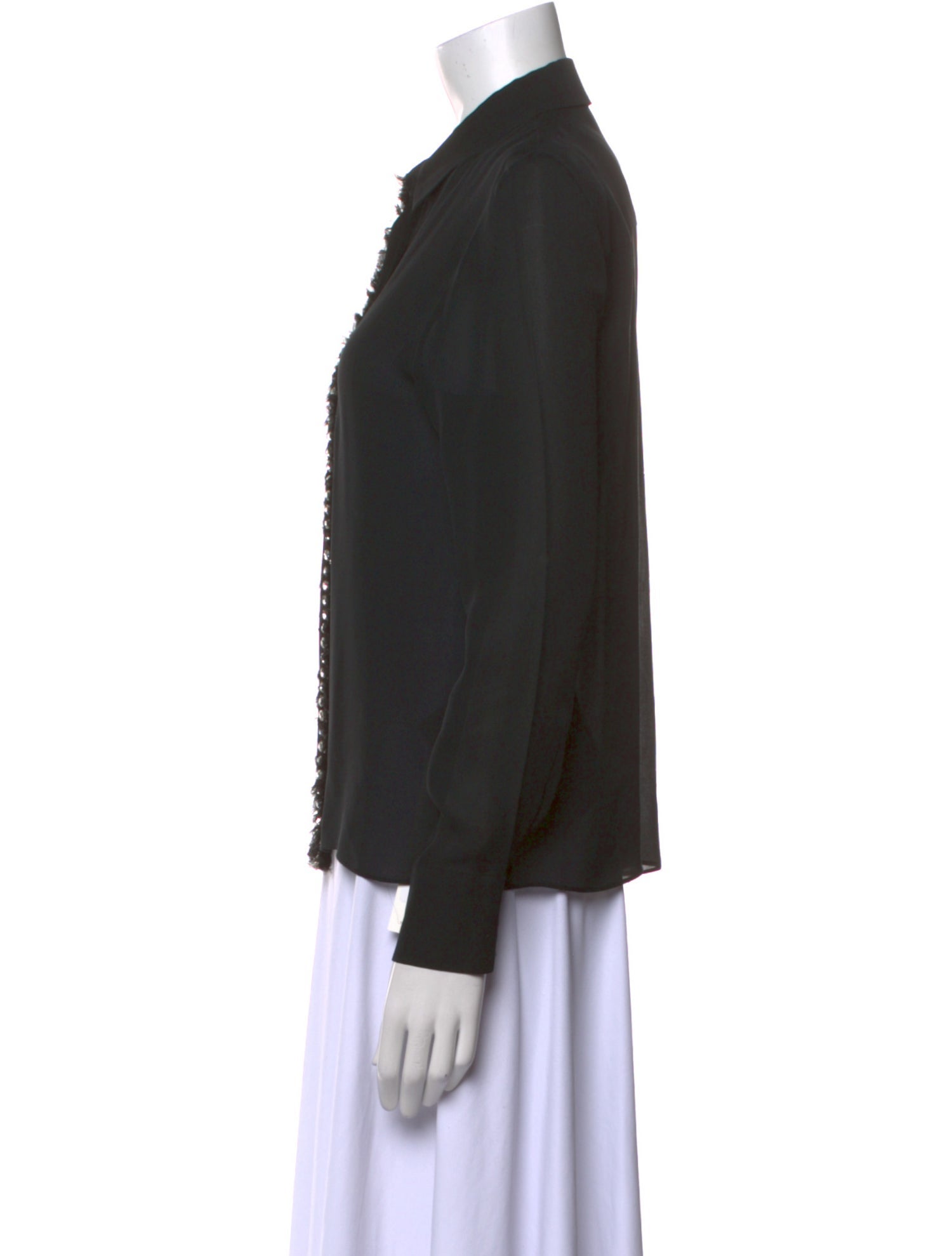 Alice + Olivia Silk Long Sleeve Button-Up Top