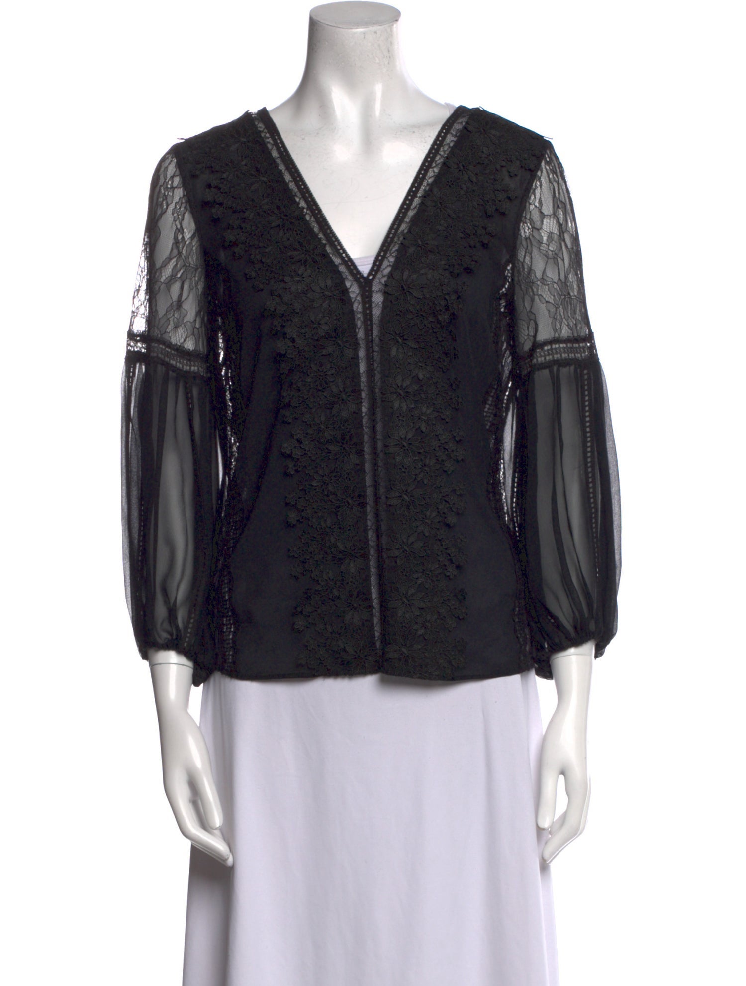 Alice + Olivia Silk V-Neck Blouse