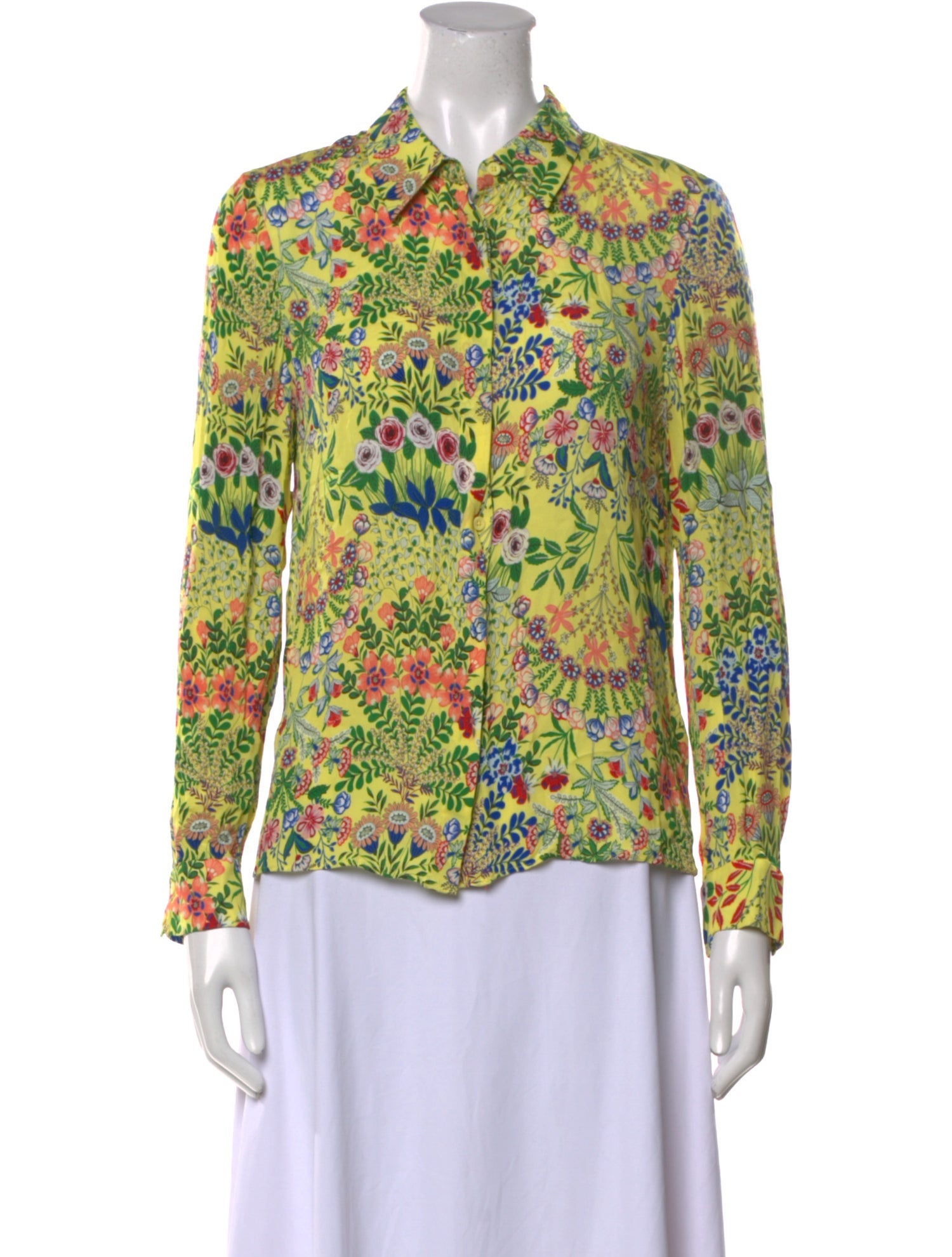 Alice + Olivia Floral Print Long Sleeve Button-Up Top