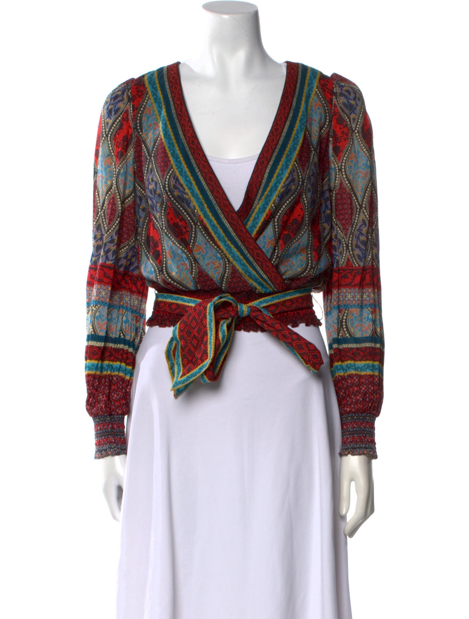 Alice + Olivia Printed V-Neck Crop Top w/ Tags