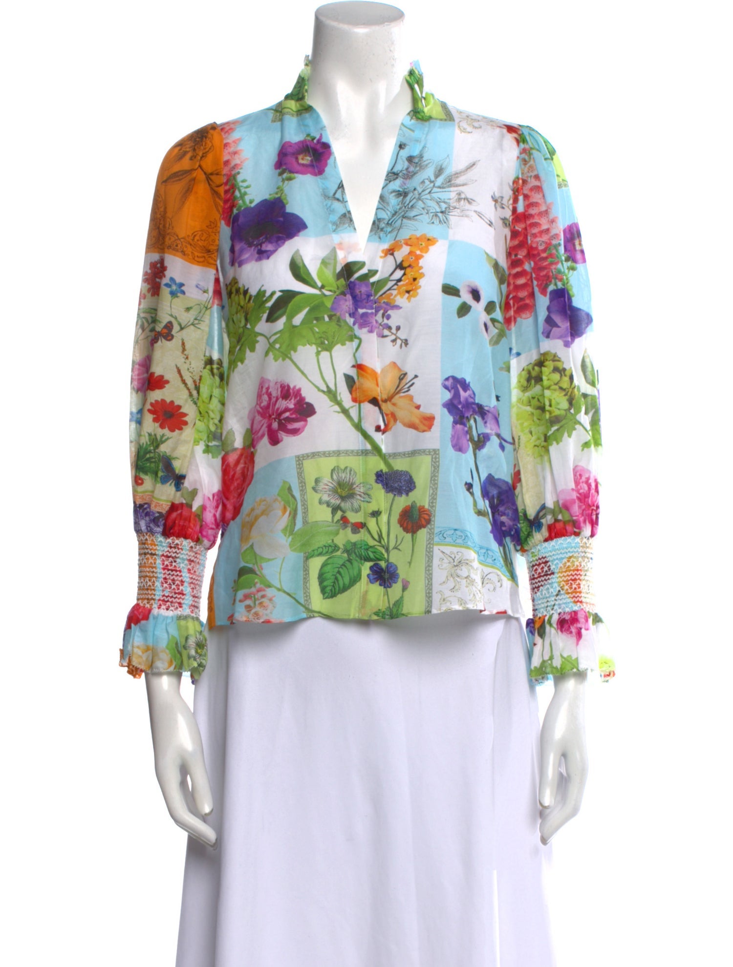 Alice + Olivia Floral Print V-Neck Blouse