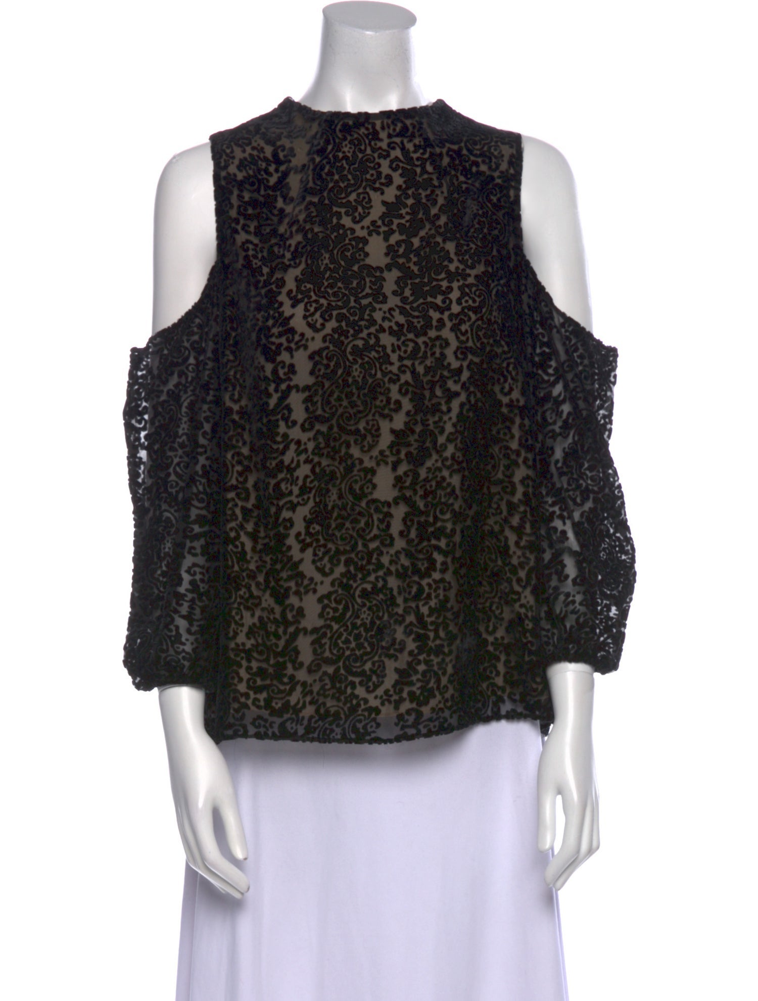 Alice + Olivia Lace Pattern Crew Neck Blouse