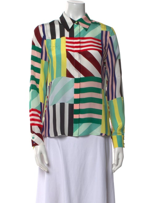 Alice + Olivia Silk Printed Button-Up Top