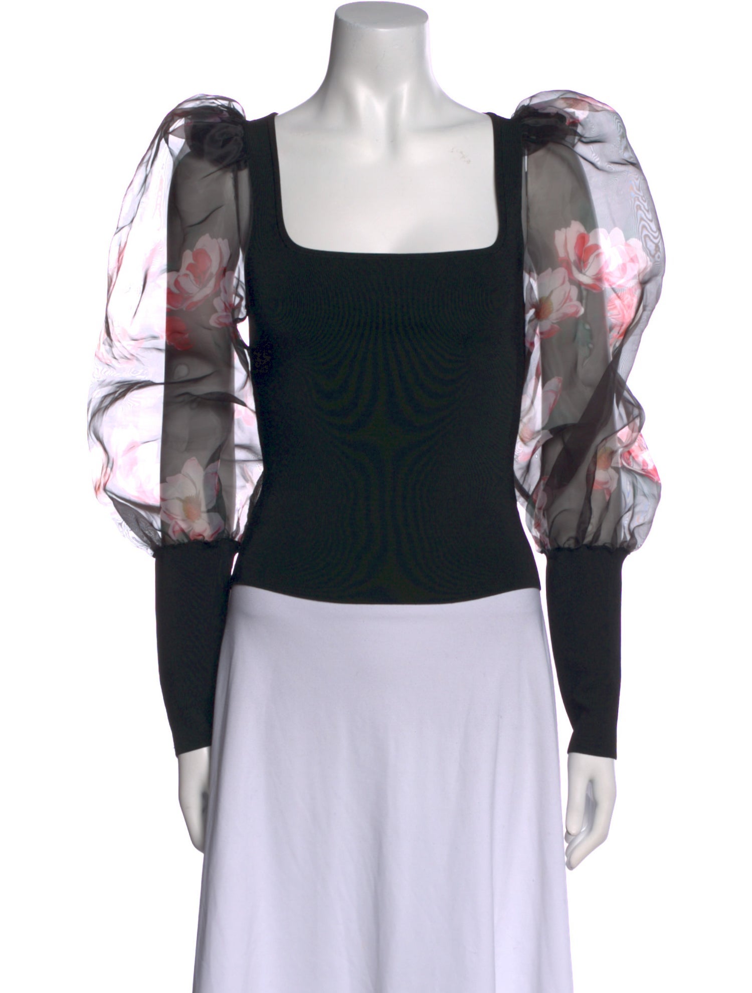 Alice + Olivia Floral Print Square Neckline Crop Top