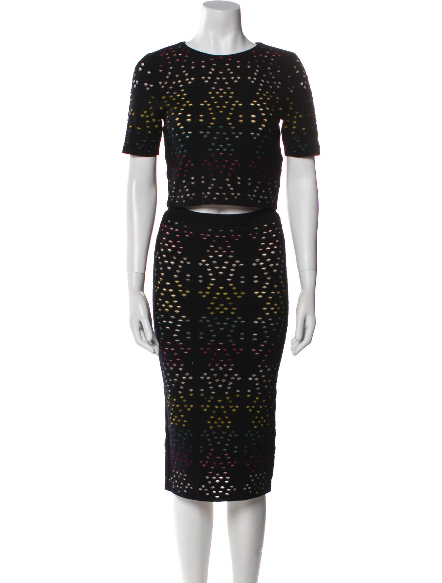 Alice + Olivia Lace Pattern Cutout Accent Skirt Suit