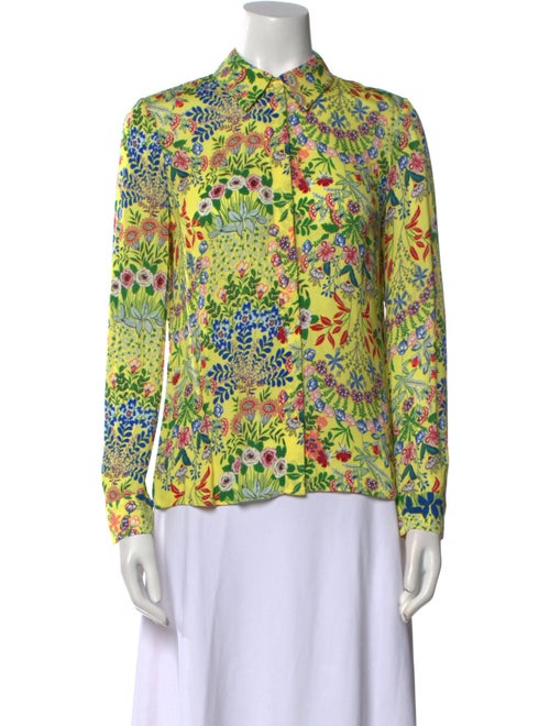 Alice + Olivia Floral Print Long Sleeve Button-Up Top