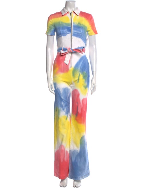Alice + Olivia Tie-Dye Print Crew Neck Jumpsuit