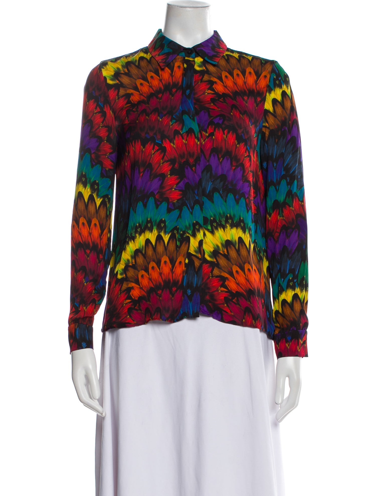 Alice + Olivia Printed Long Sleeve Button-Up Top