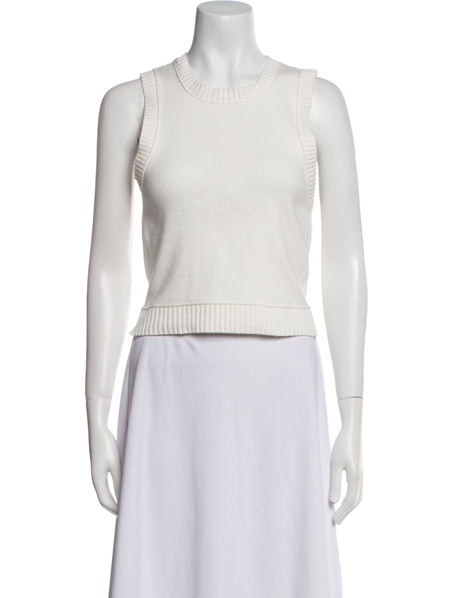 Alice + Olivia Crew Neck Sleeveless Crop Top