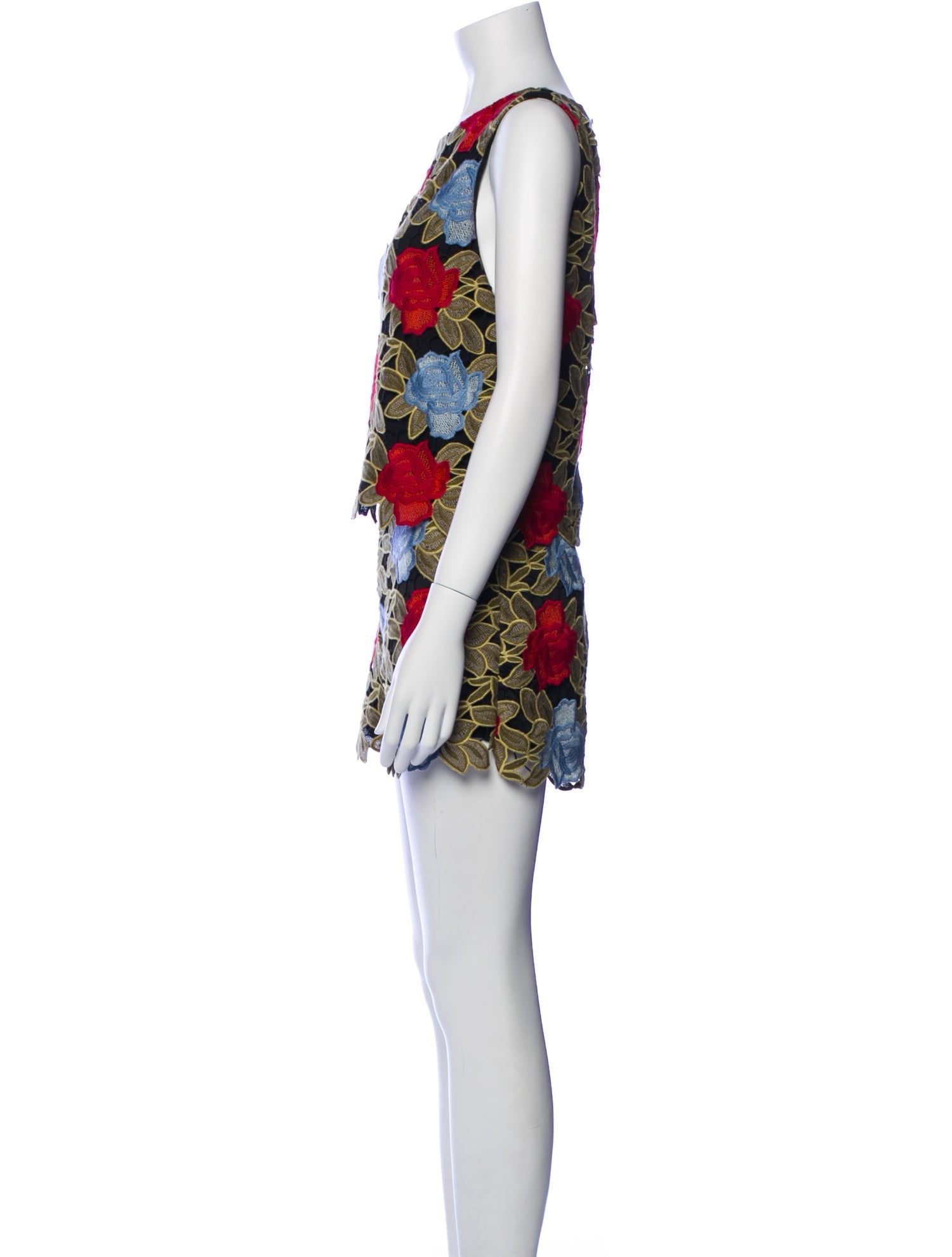 Alice + Olivia Printed Embroidered Accent Short Set