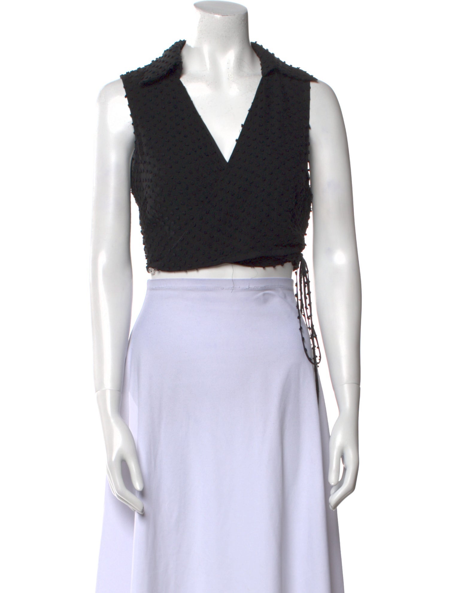 Alice + Olivia Silk V-Neck Crop Top