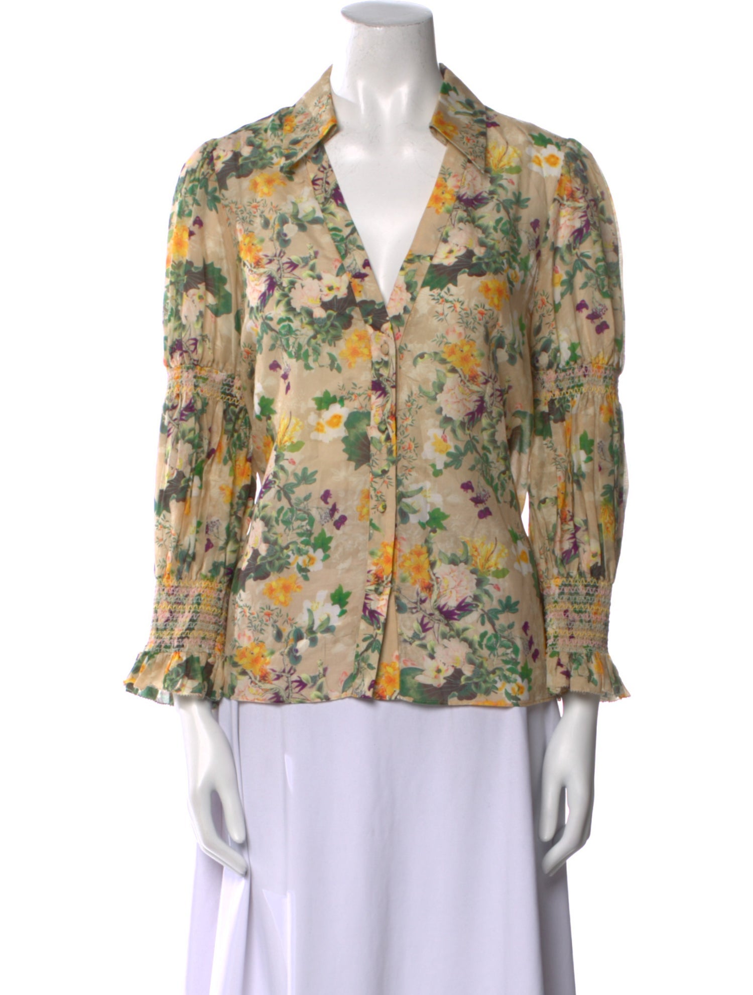 Alice + Olivia Floral Print V-Neck Blouse