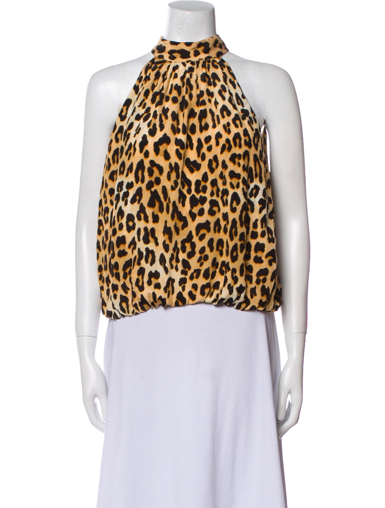 Alice + Olivia Silk Animal Print Crop Top