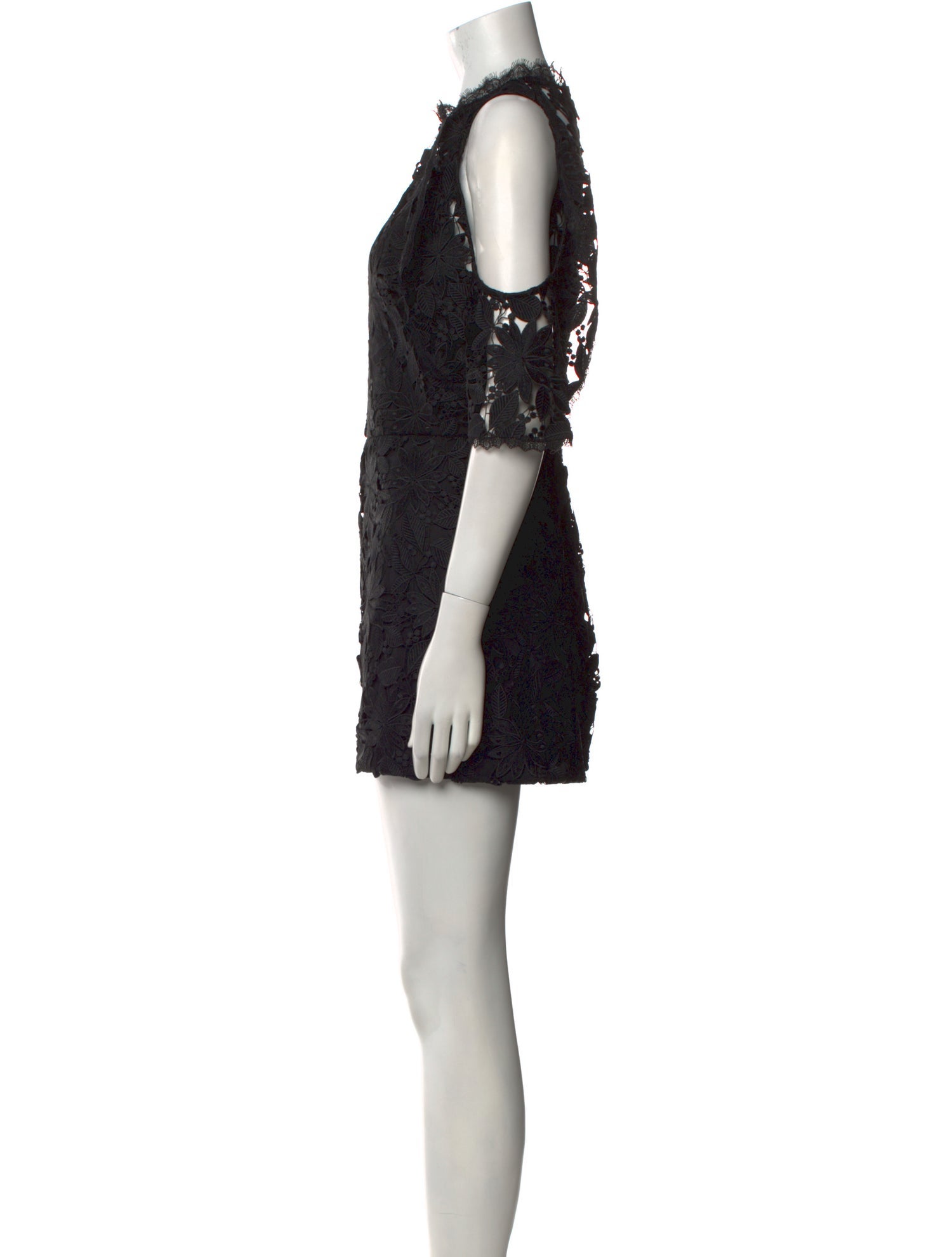 Alice + Olivia Lace Pattern Crew Neck Romper